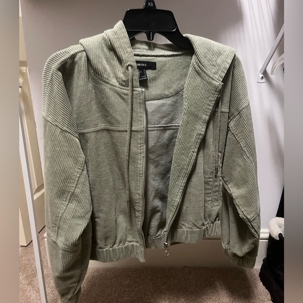 Mint green cropped corduroy jacket